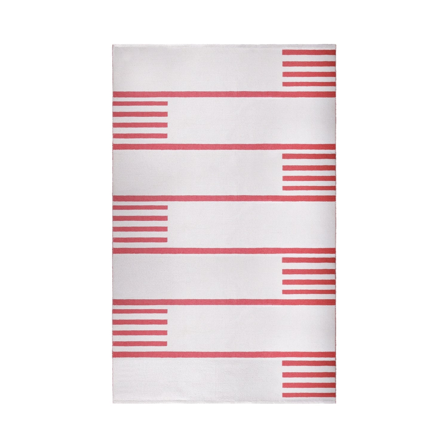  Superior Modern Line Pattern Indoor/ Outdoor Area Rug - Ivory Red
