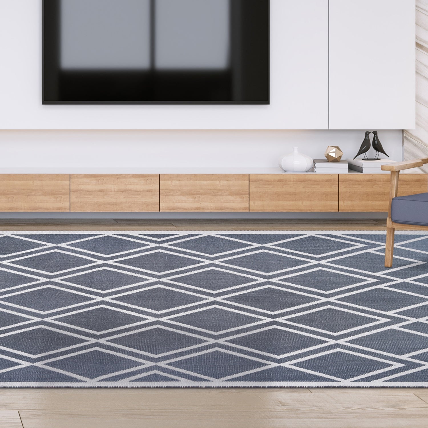 Superior Modern Diamond Lattice Indoor/ Outdoor Area Rug - Grey
