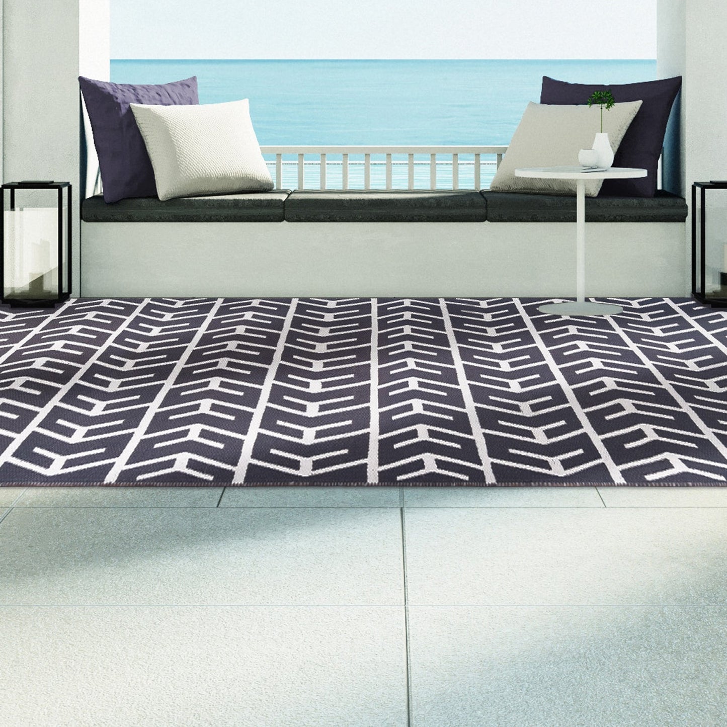 Superior Contemporary Geometric Arrow Pattern Indoor/ Outdoor Area Rug - Charcoal