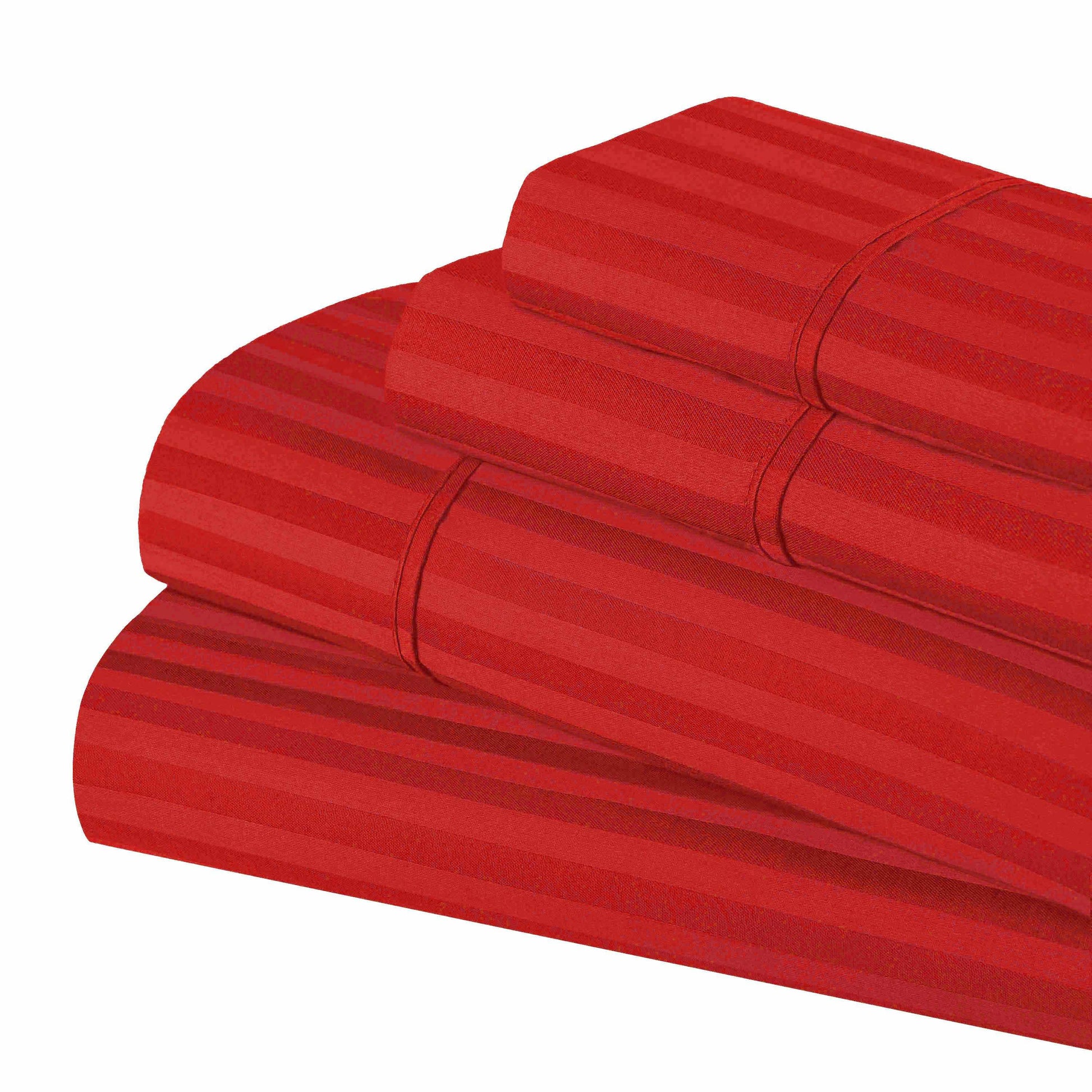Superior 300 Thread-Count Premium Egyptian Cotton Stripe Sheet Set - Red