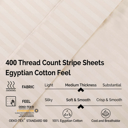 Superior 400 Thread Count Egyptian Cotton Stripe Sheet Set - Ivory