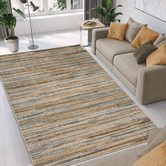 Eclectic Abstract Line Design Indoor Rug or Runner - Gold