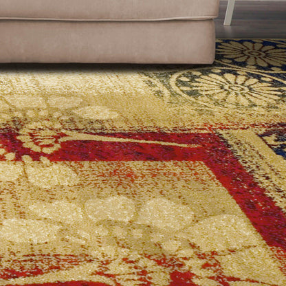 Superior Patchwork Transitional Geometric Floral Medallion Indoor Area or Runner Rug - Multi-Color