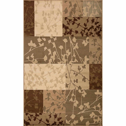 Phlox Botanical Square Geometric Indoor Area Rug or Runner Rug - Beige