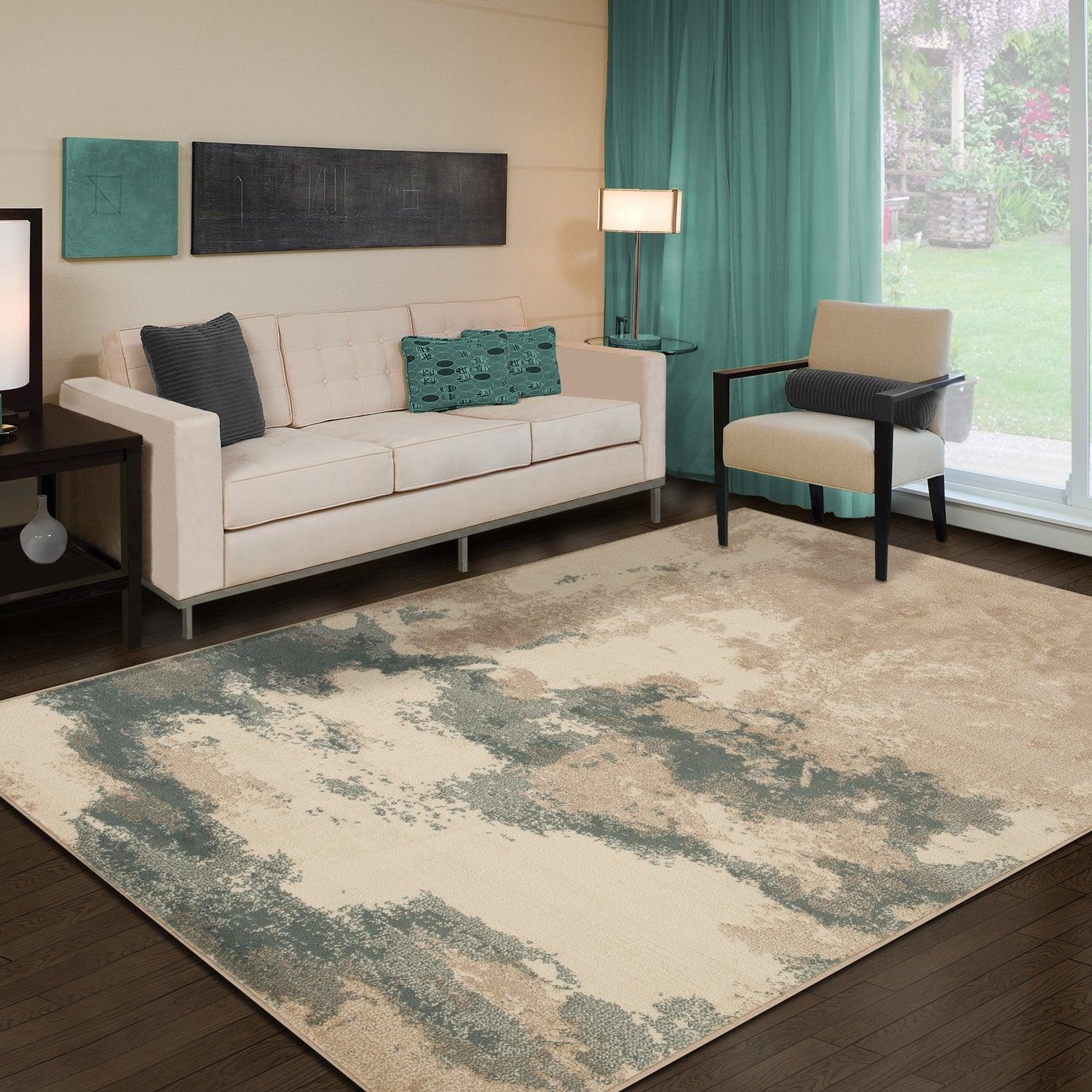 Eclectic Multi-Tone Abstract Rug or Runner - Blue