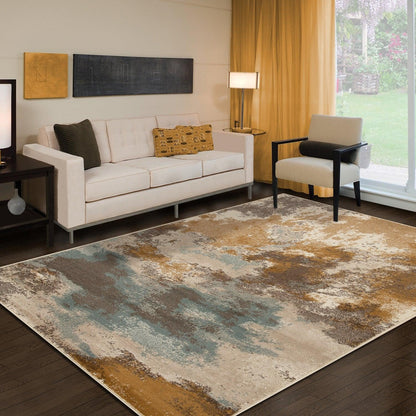 Eclectic Multi-Tone Abstract Rug or Runner - Camel