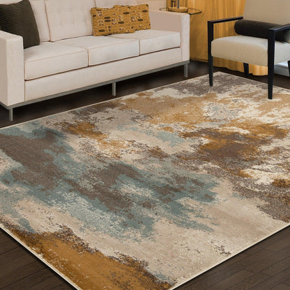 Eclectic Multi-Tone Abstract Rug or Runner - Camel