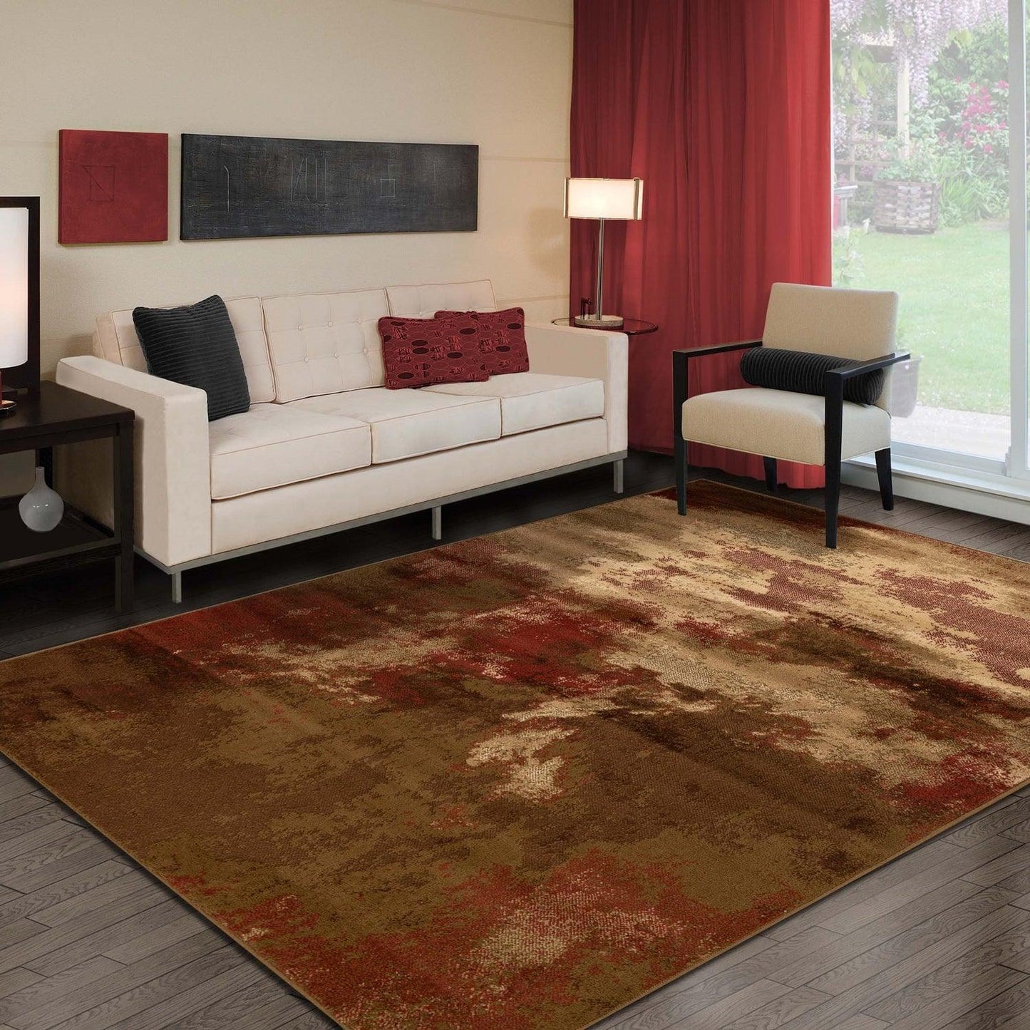 Eclectic Multi-Tone Abstract Rug or Runner - Maroon