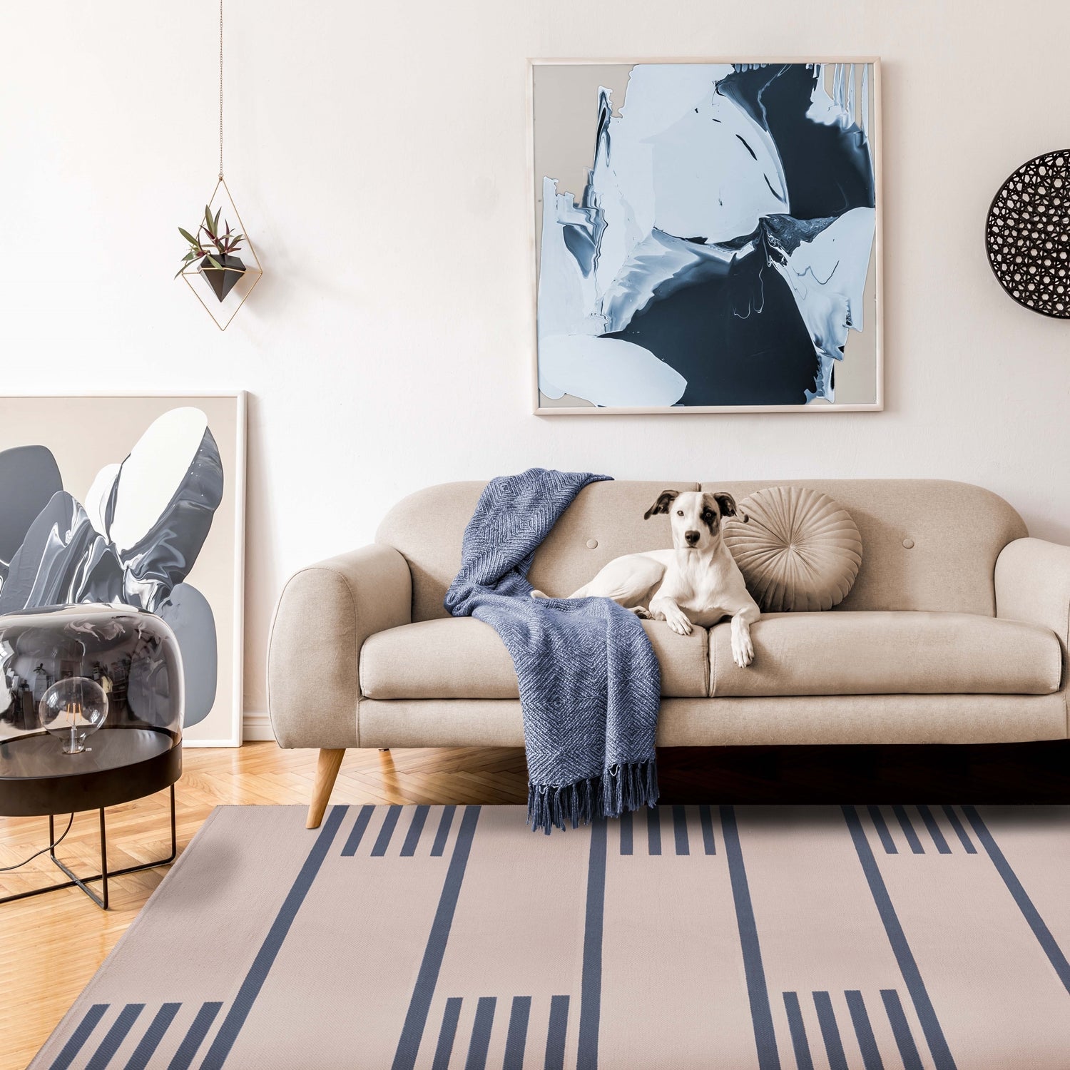 Superior Modern Line Pattern Indoor/ Outdoor Area Rug - Beige
