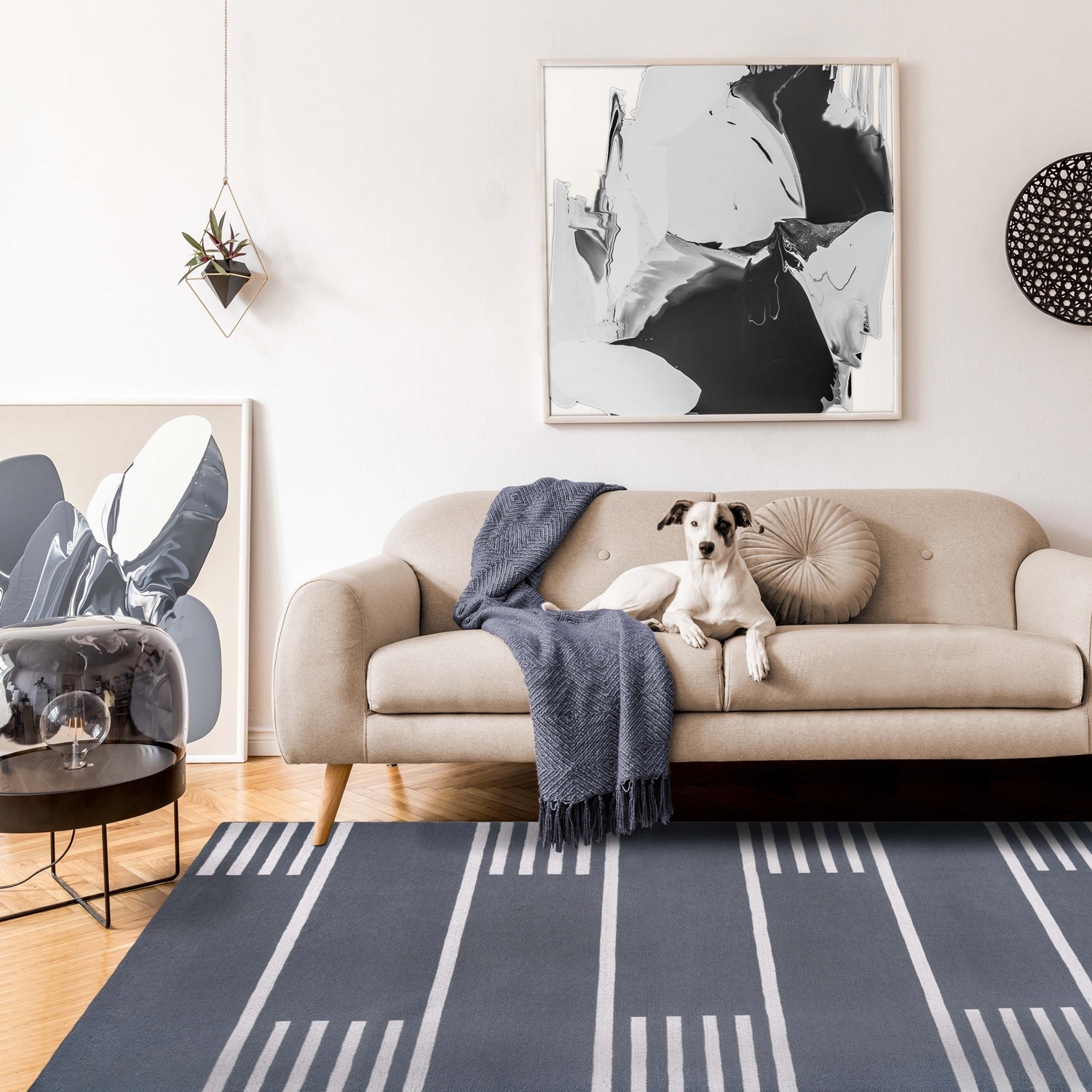Superior Modern Line Pattern Indoor/ Outdoor Area Rug - Grey