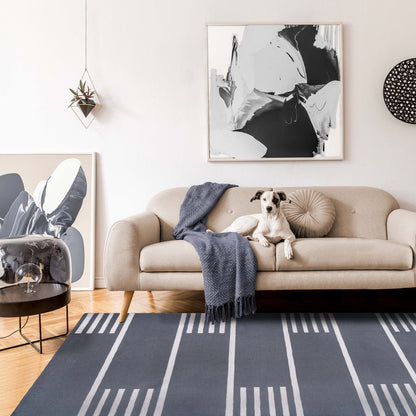 Superior Modern Line Pattern Indoor/ Outdoor Area Rug - Grey