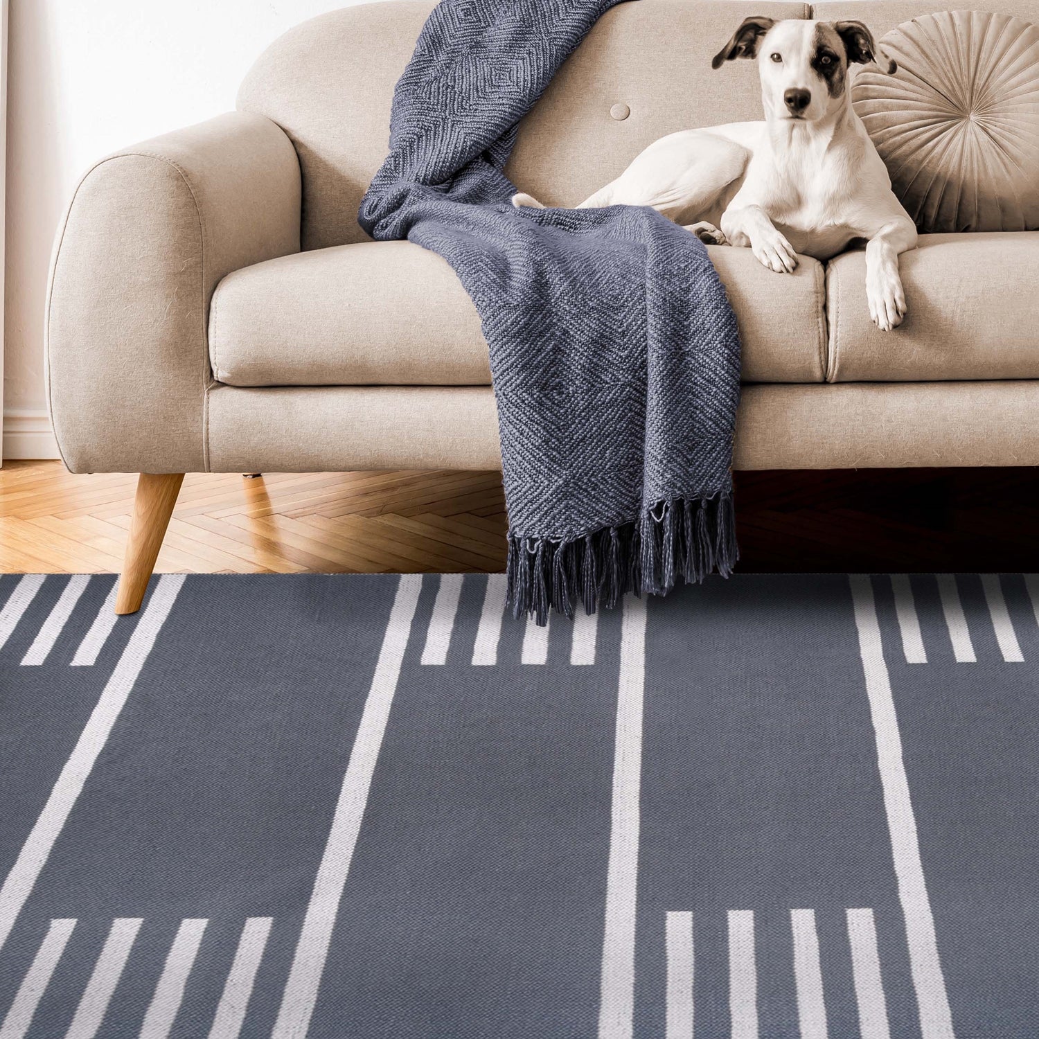 Superior Modern Line Pattern Indoor/ Outdoor Area Rug - Grey