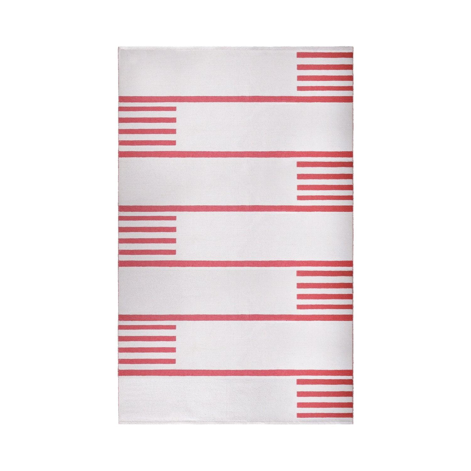 Superior Modern Line Pattern Indoor/ Outdoor Area Rug - Ivory Red