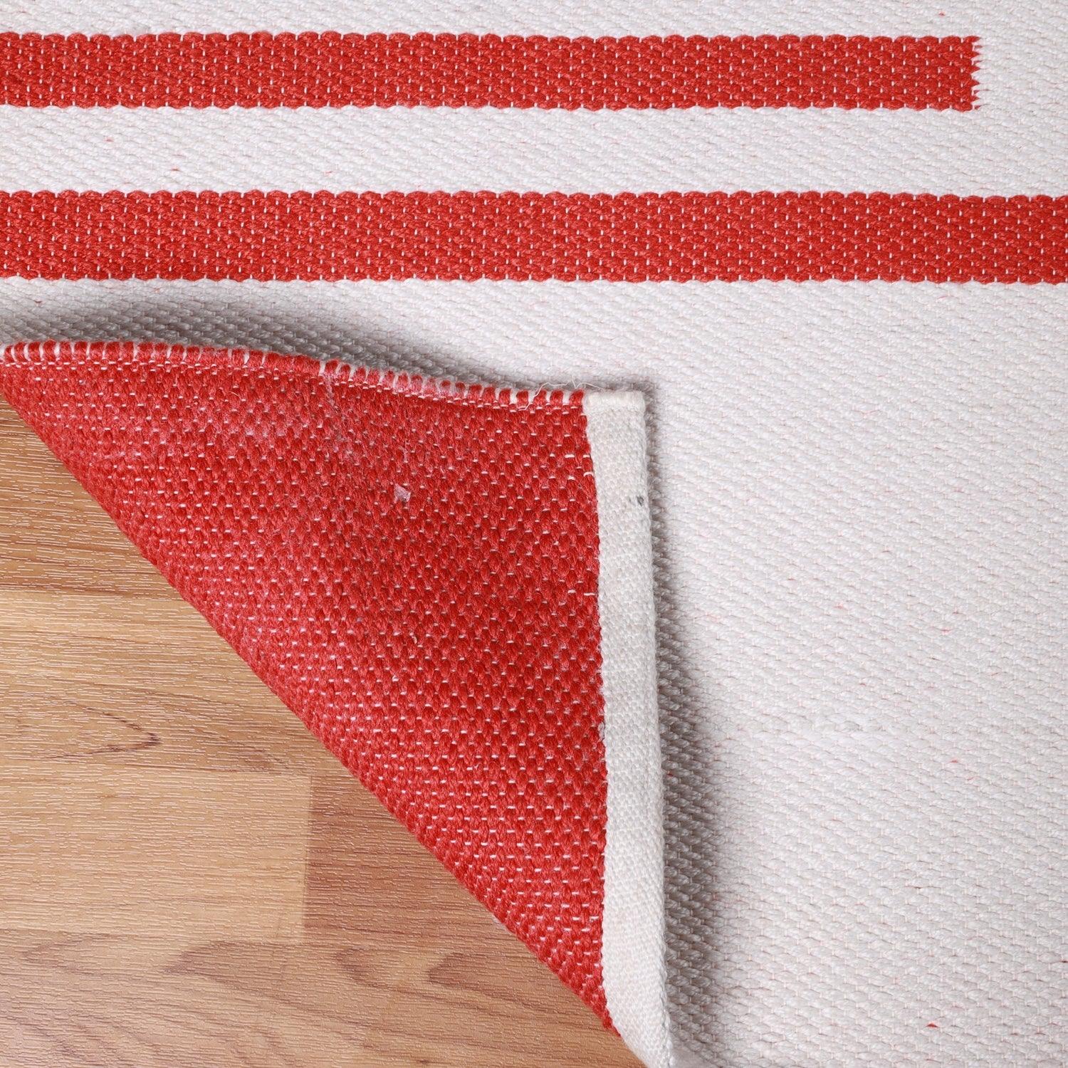  Superior Modern Line Pattern Indoor/ Outdoor Area Rug - Ivory/Red