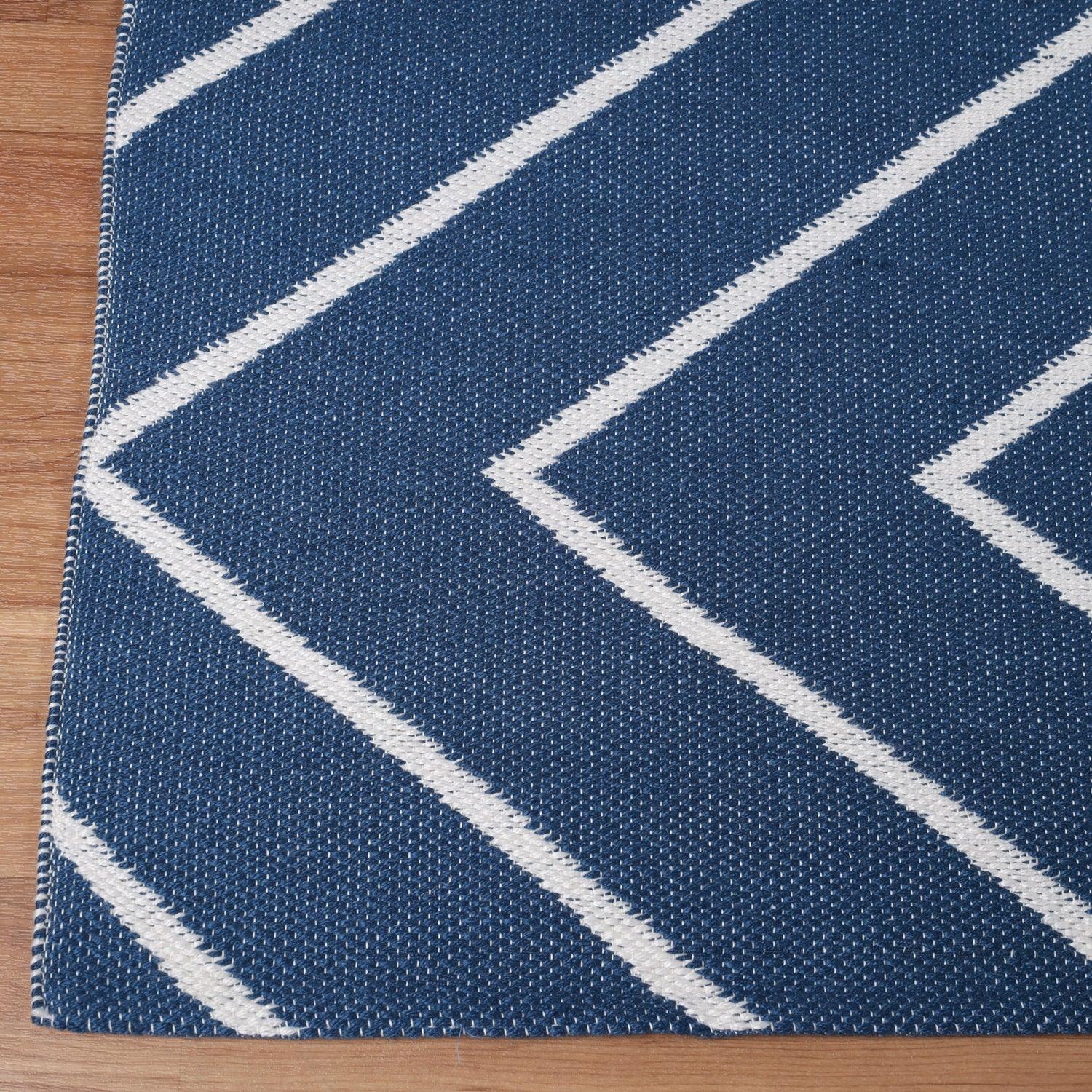 Superior Contemporary Chevron Zig-Zag Indoor Outdoor Area Rug - Navy Blue