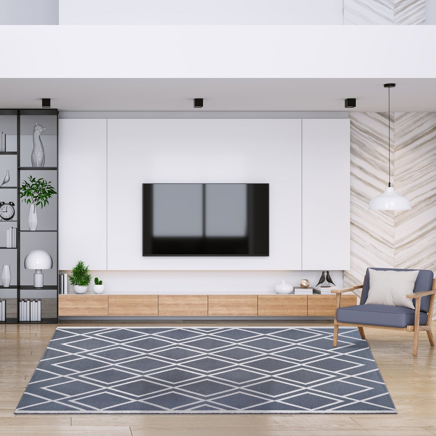 Superior Modern Diamond Lattice Indoor/ Outdoor Area Rug - Grey