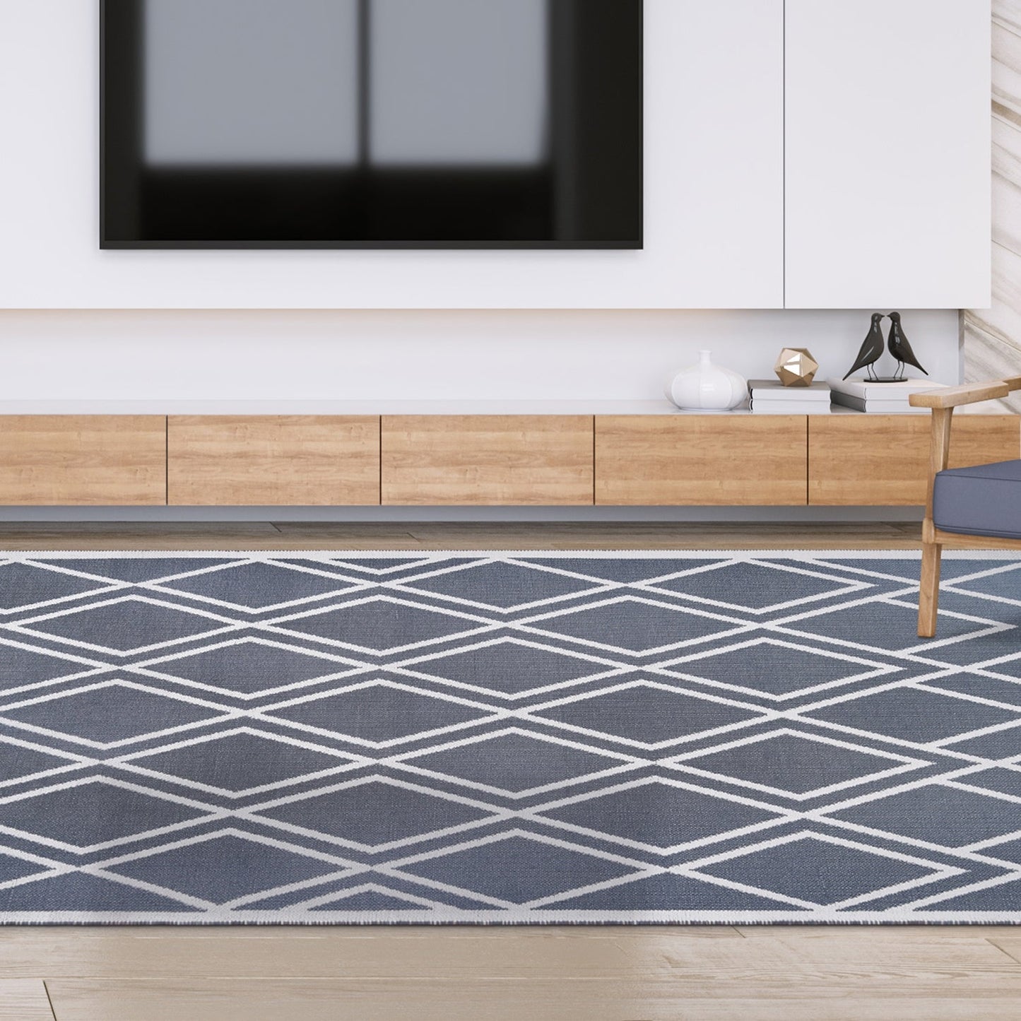 Superior Modern Diamond Lattice Indoor/ Outdoor Area Rug - Grey