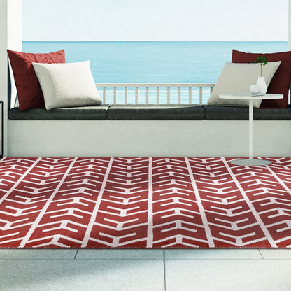 Superior Contemporary Geometric Arrow Pattern Indoor/ Outdoor Area Rug - Rust
