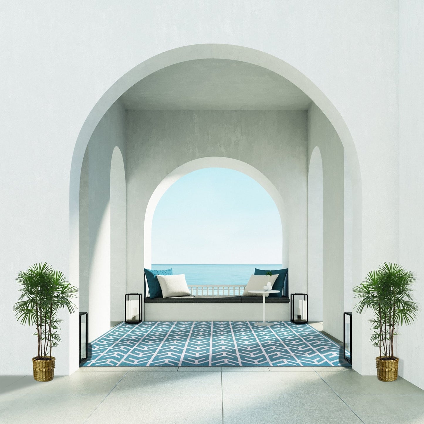 Superior Contemporary Geometric Arrow Pattern Indoor/ Outdoor Area Rug - Teal