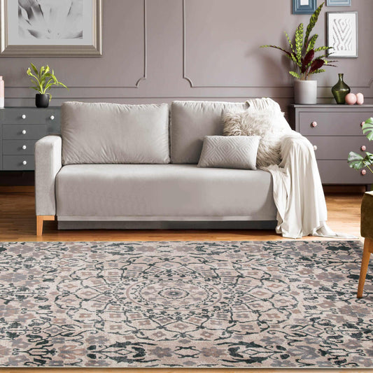 Superior Galilee Vintage Bohemian Floral Mandala Area Rug - Nightful Blue