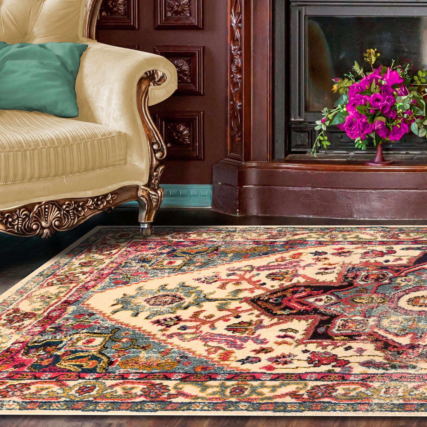  Superior Jasmira Modern Distressed Oriental Medallion Indoor Area Rug or Runner