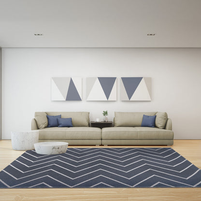 Superior Contemporary Chevron Zig-Zag Indoor Outdoor Area Rug - Grey