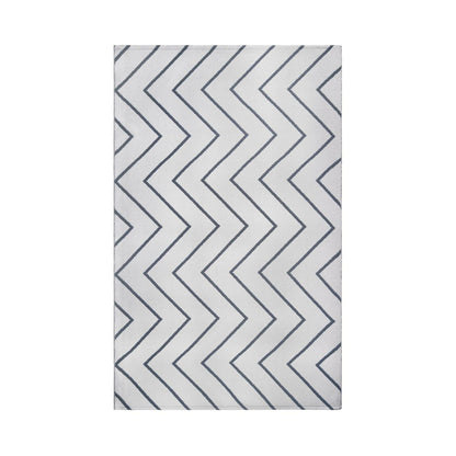 Superior Contemporary Chevron Zig-Zag Indoor Outdoor Area Rug - Ivory	