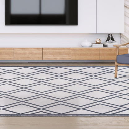 Superior Modern Diamond Lattice Indoor/ Outdoor Area Rug - Ivory