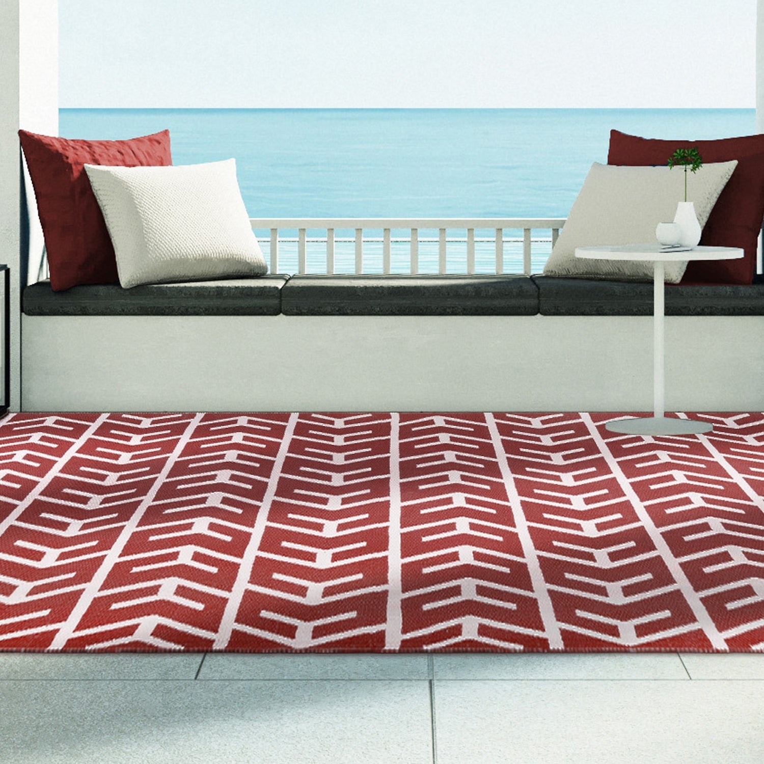 Superior Contemporary Geometric Arrow Pattern Indoor/ Outdoor Area Rug - Rust