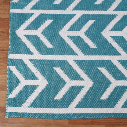 Superior Contemporary Geometric Arrow Pattern Indoor/ Outdoor Area Rug - Teal