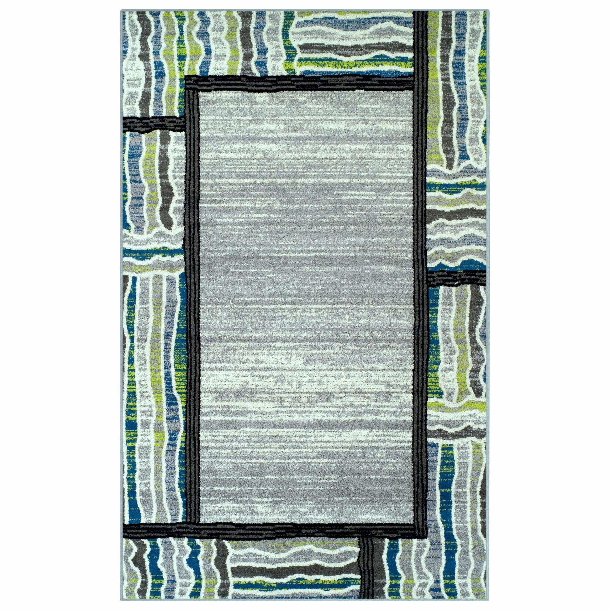 Superior Gemstone Geometric Contemporary Area Rug - Grey