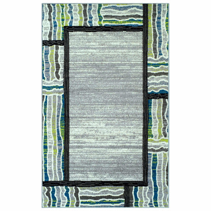 Superior Gemstone Geometric Contemporary Area Rug - Grey