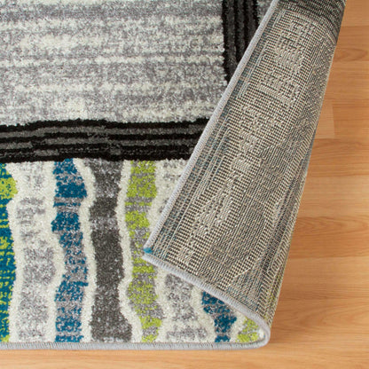 Superior Gemstone Geometric Contemporary Area Rug - Grey