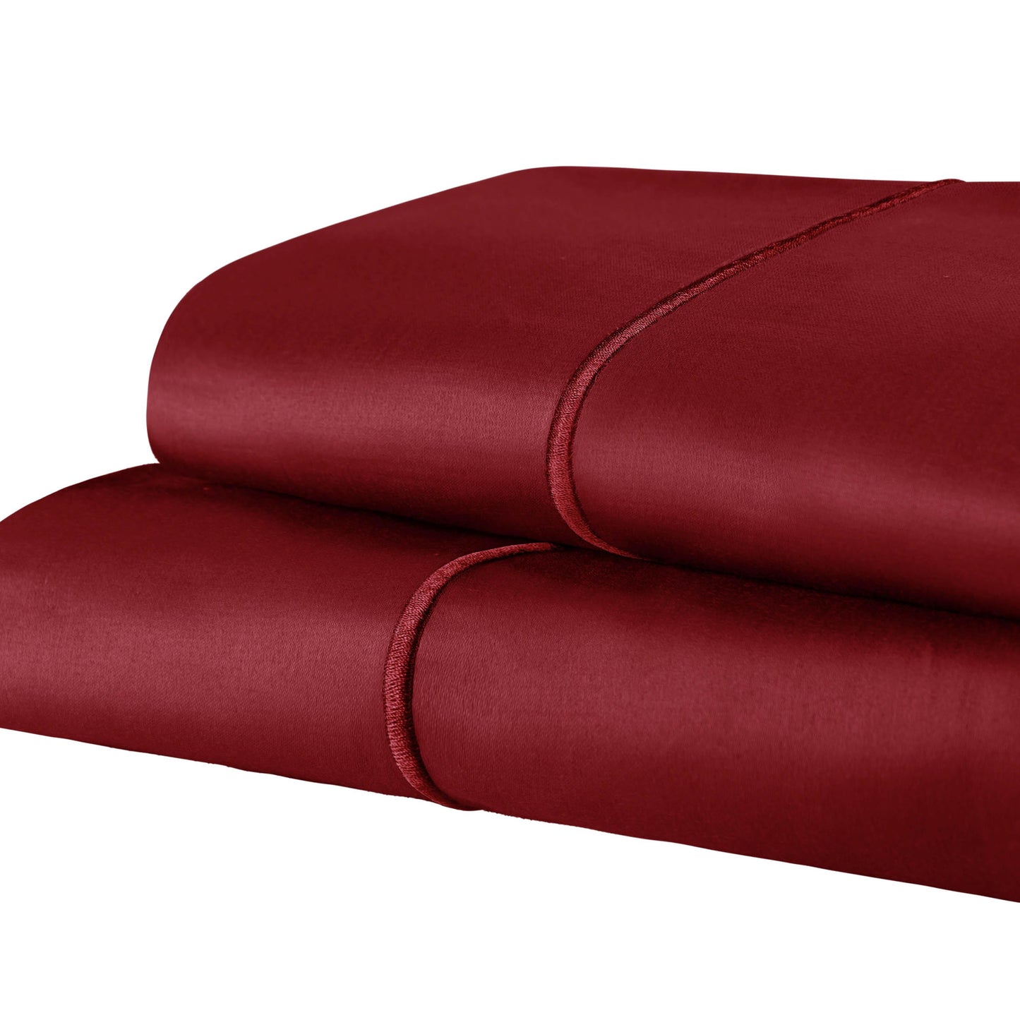 Solid 1500-Thread Count Ultra-Soft Cotton Marrow Stitch Pillowcase Set - Burgundy