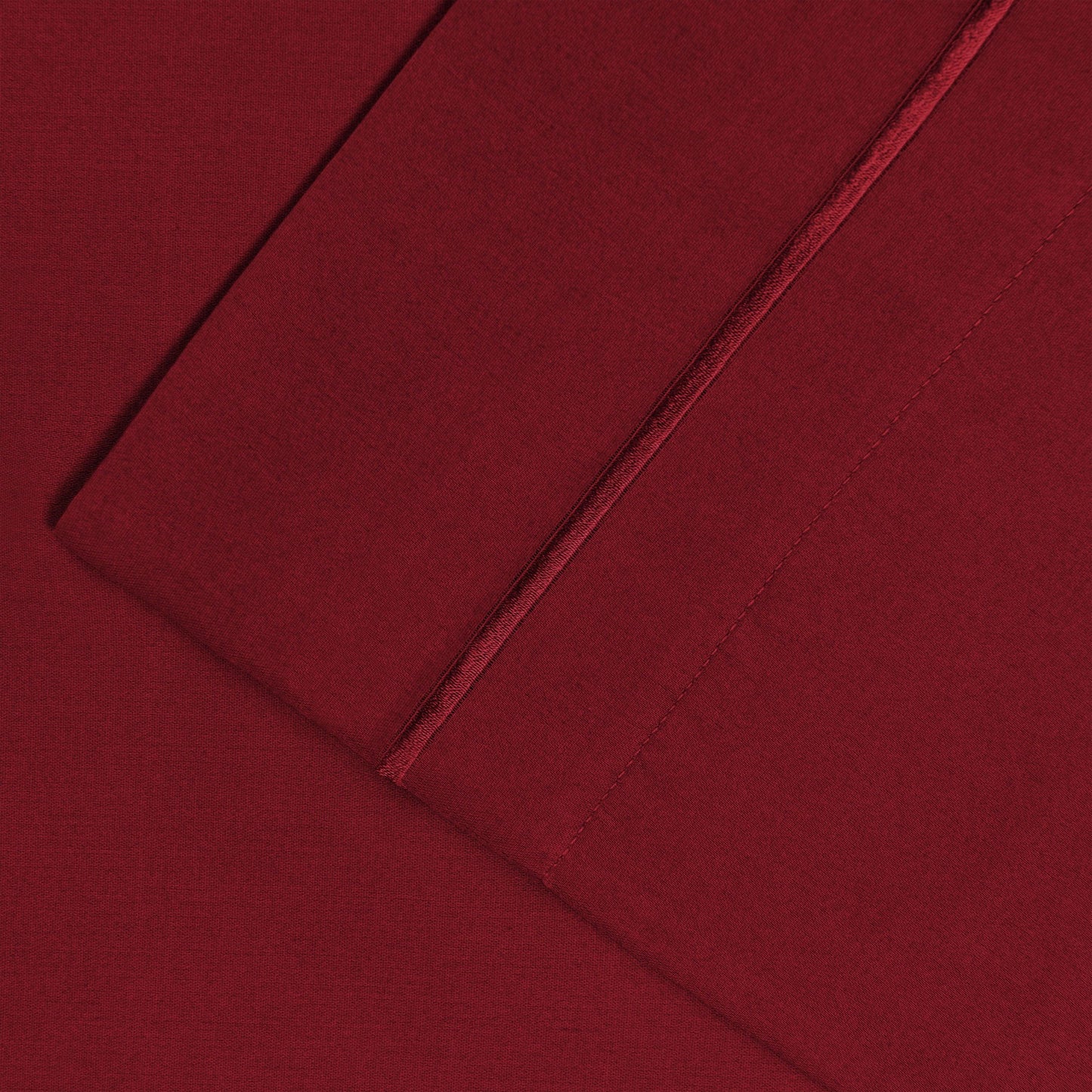 Solid 1500-Thread Count Ultra-Soft Cotton Marrow Stitch Pillowcase Set - Burgundy