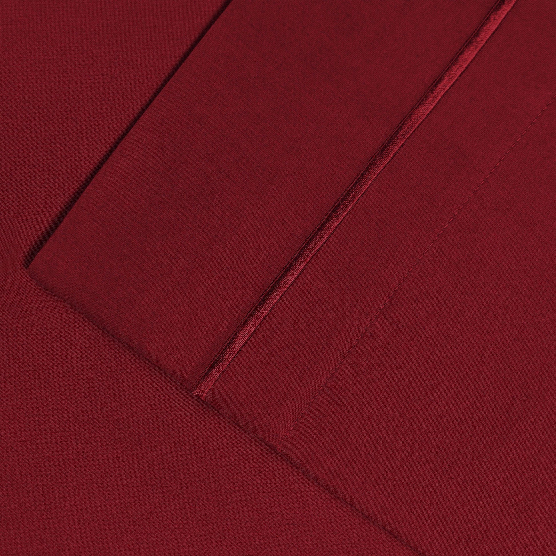 Solid 1500-Thread Count Ultra-Soft Cotton Marrow Stitch Pillowcase Set - Burgundy