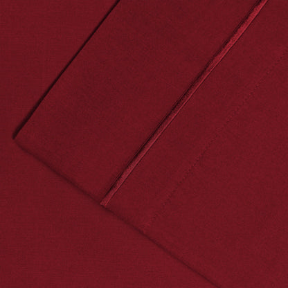 Solid 1500-Thread Count Ultra-Soft Cotton Marrow Stitch Pillowcase Set - Burgundy