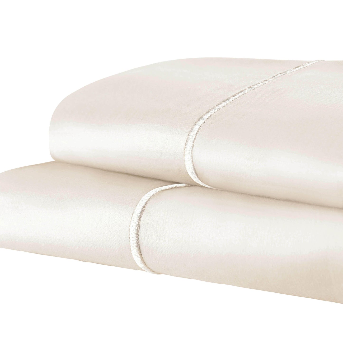 Solid 1500-Thread Count Ultra-Soft Cotton Marrow Stitch Pillowcase Set - Ivory