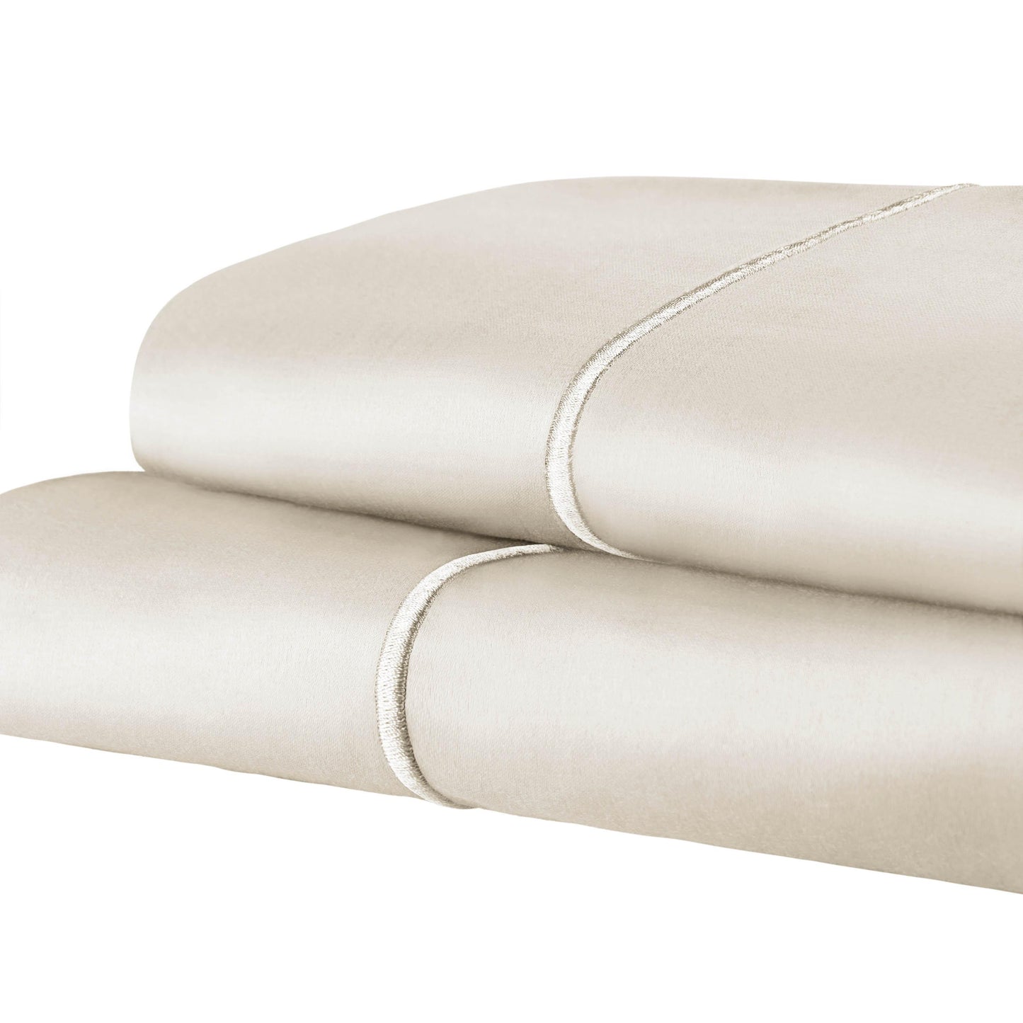 Solid 1500-Thread Count Ultra-Soft Cotton Marrow Stitch Pillowcase Set - Stone