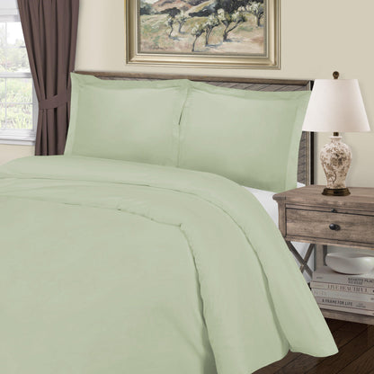 Superior Cotton Blend Solid 3 Piece Heavyweight Duvet Cover Set - Green