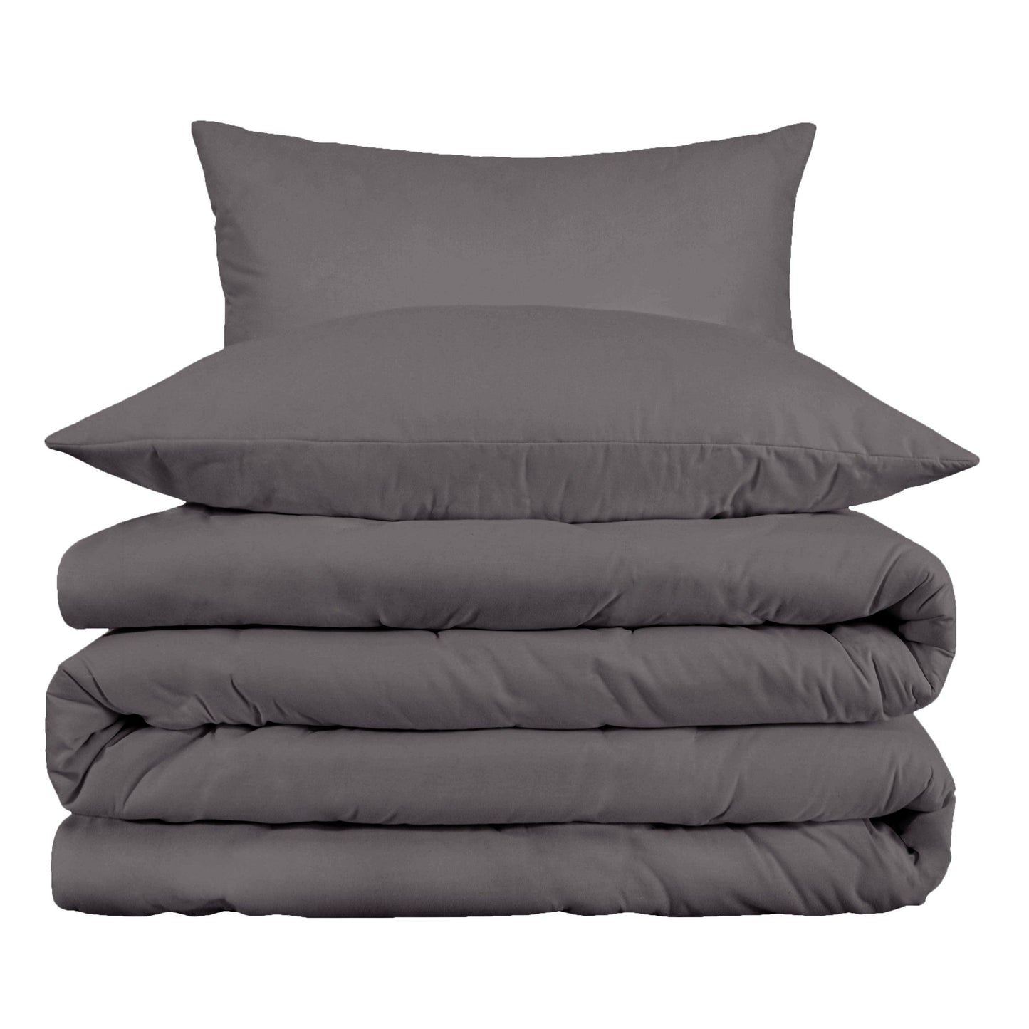 Superior Cotton Blend Solid 3 Piece Heavyweight Duvet Cover Set - Grey