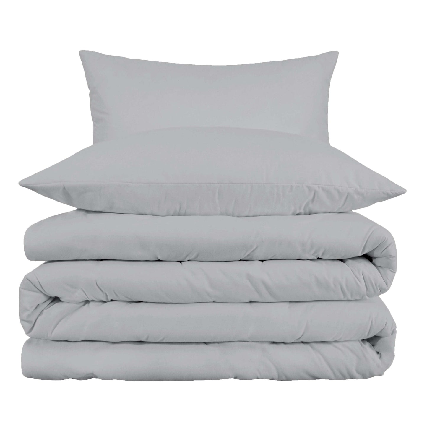 Superior Cotton Blend Solid 3 Piece Heavyweight Duvet Cover Set - Light Grey