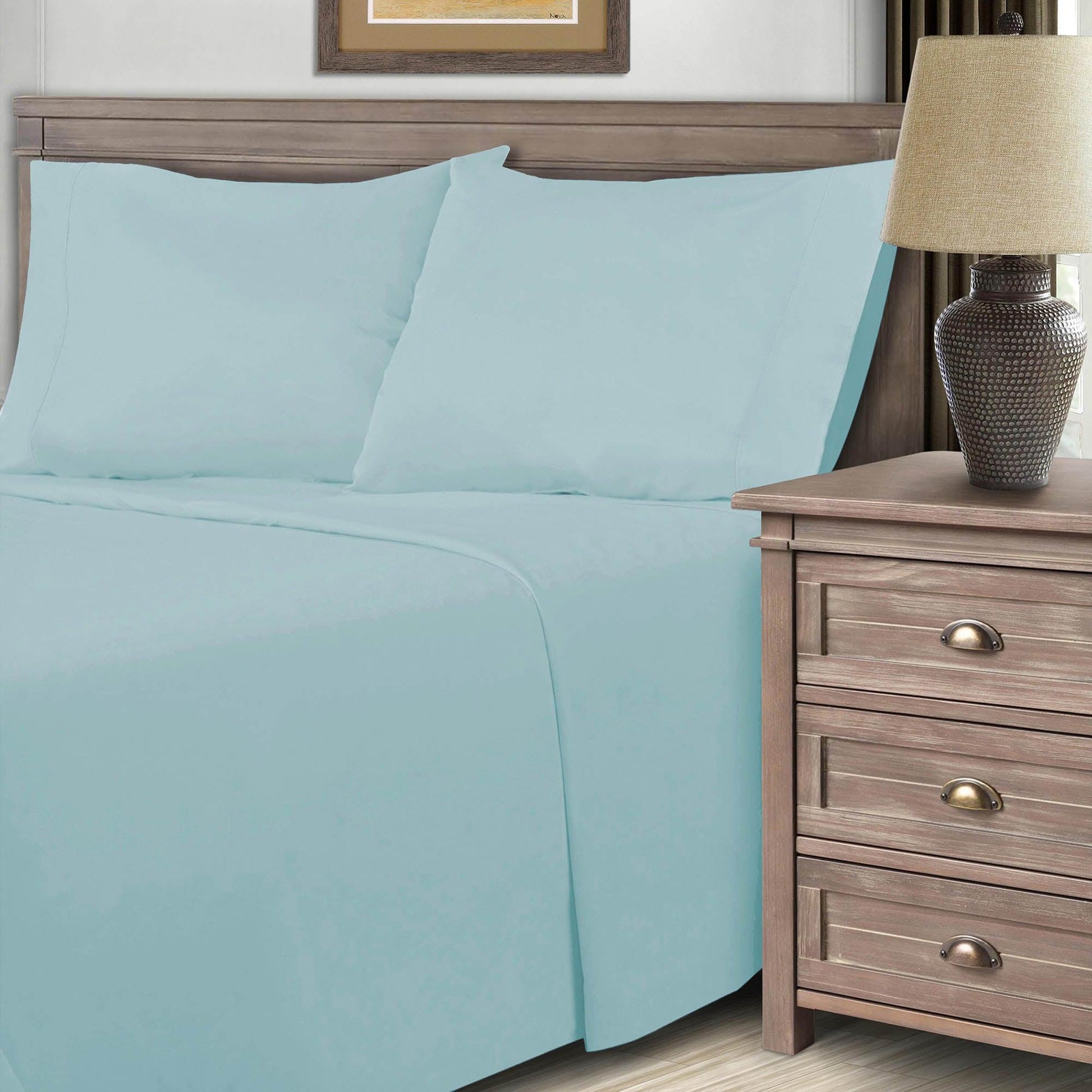  Superior Solid Count Cotton Blend Deep Pocket Sheet Set - Light Blue