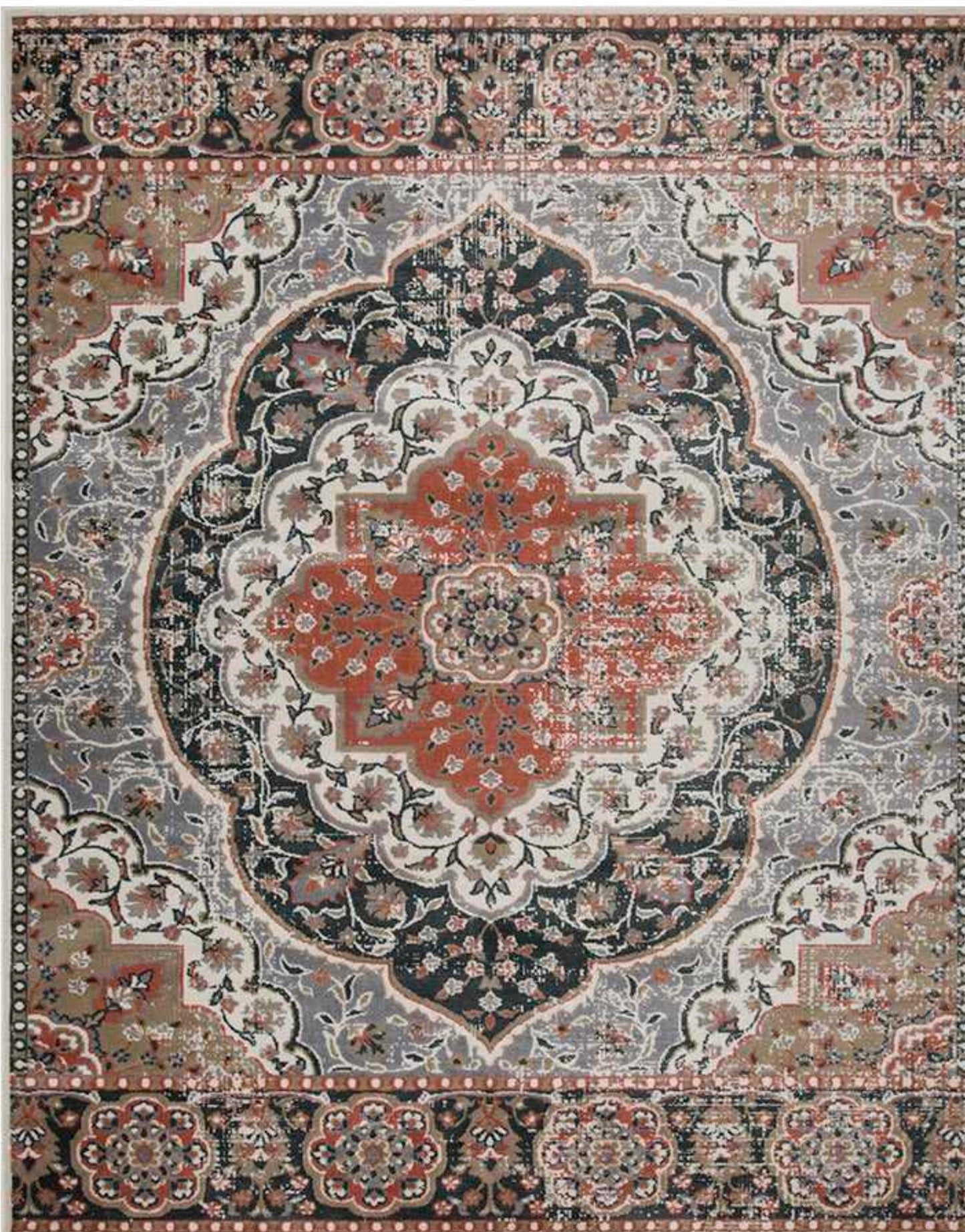 Bodhi Vintage Floral Classic Medallion Indoor Area Rug or Runner