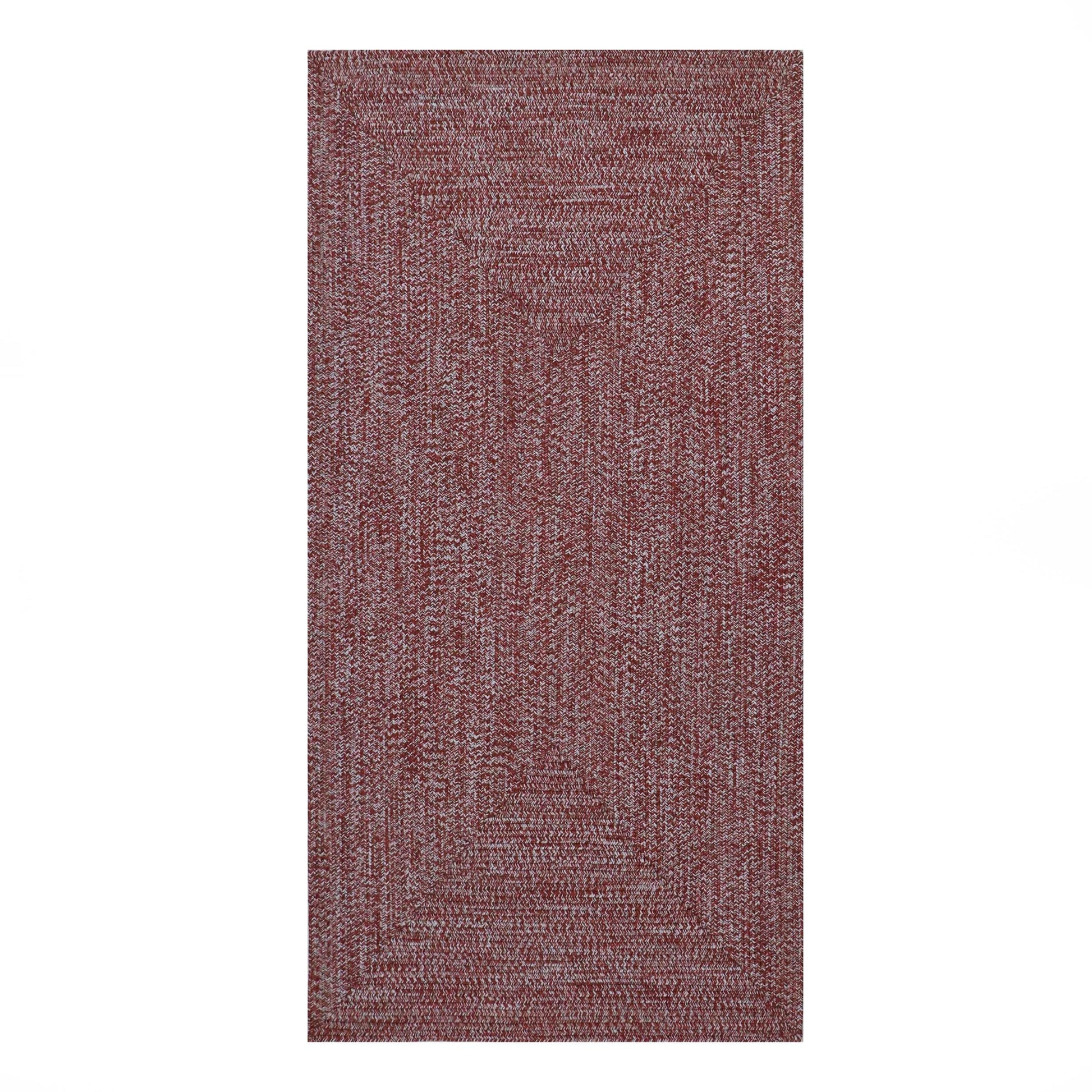Multi Toned Braided Area Rug Bohemian Indoor Outdoor Rugs - Brick-White