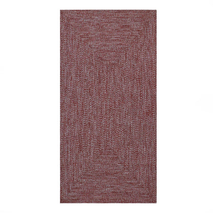 Multi Toned Braided Area Rug Bohemian Indoor Outdoor Rugs - Brick-White