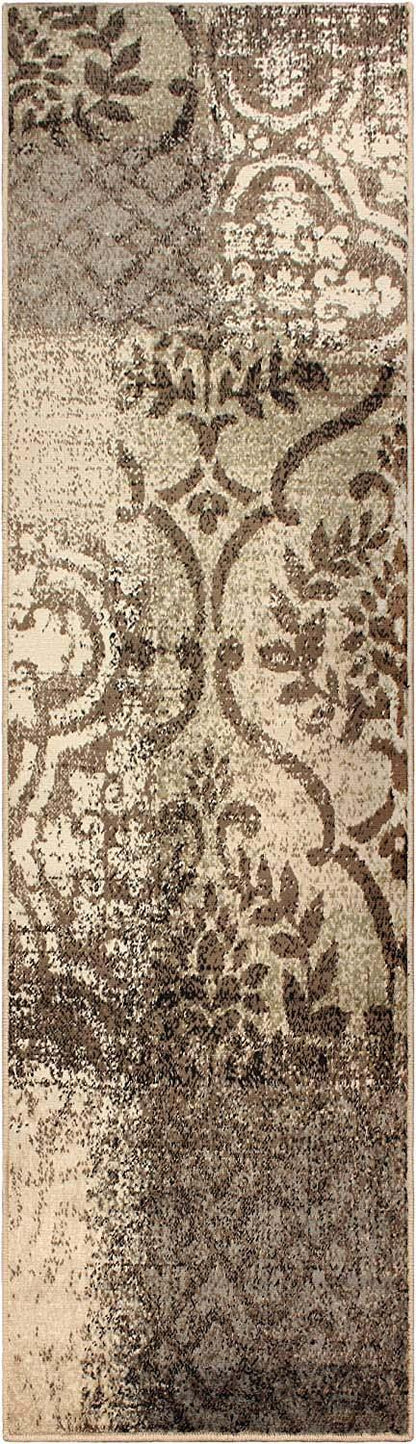 Bristol Distressed Abstract Damask Indoor Area Rug or Runner Rug
