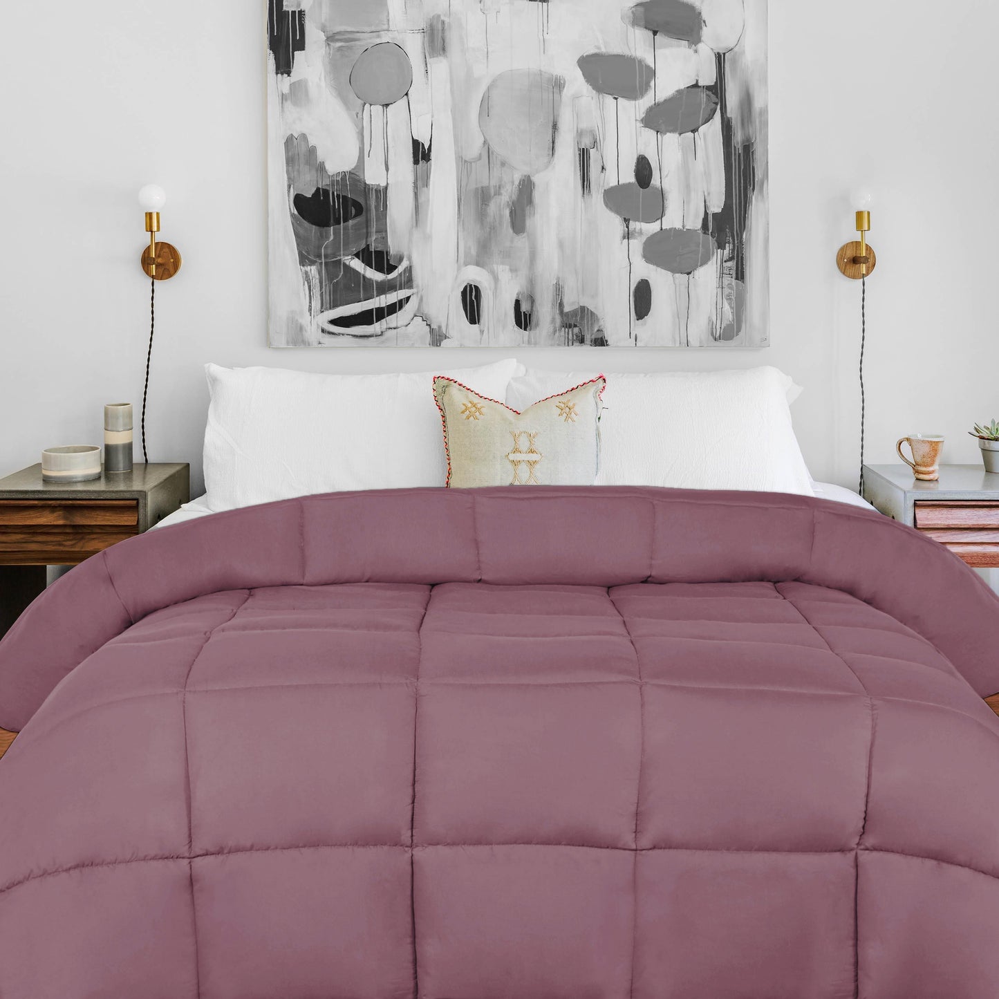 Brushed Microfiber Down Alternative Medium Weight Solid Comforter