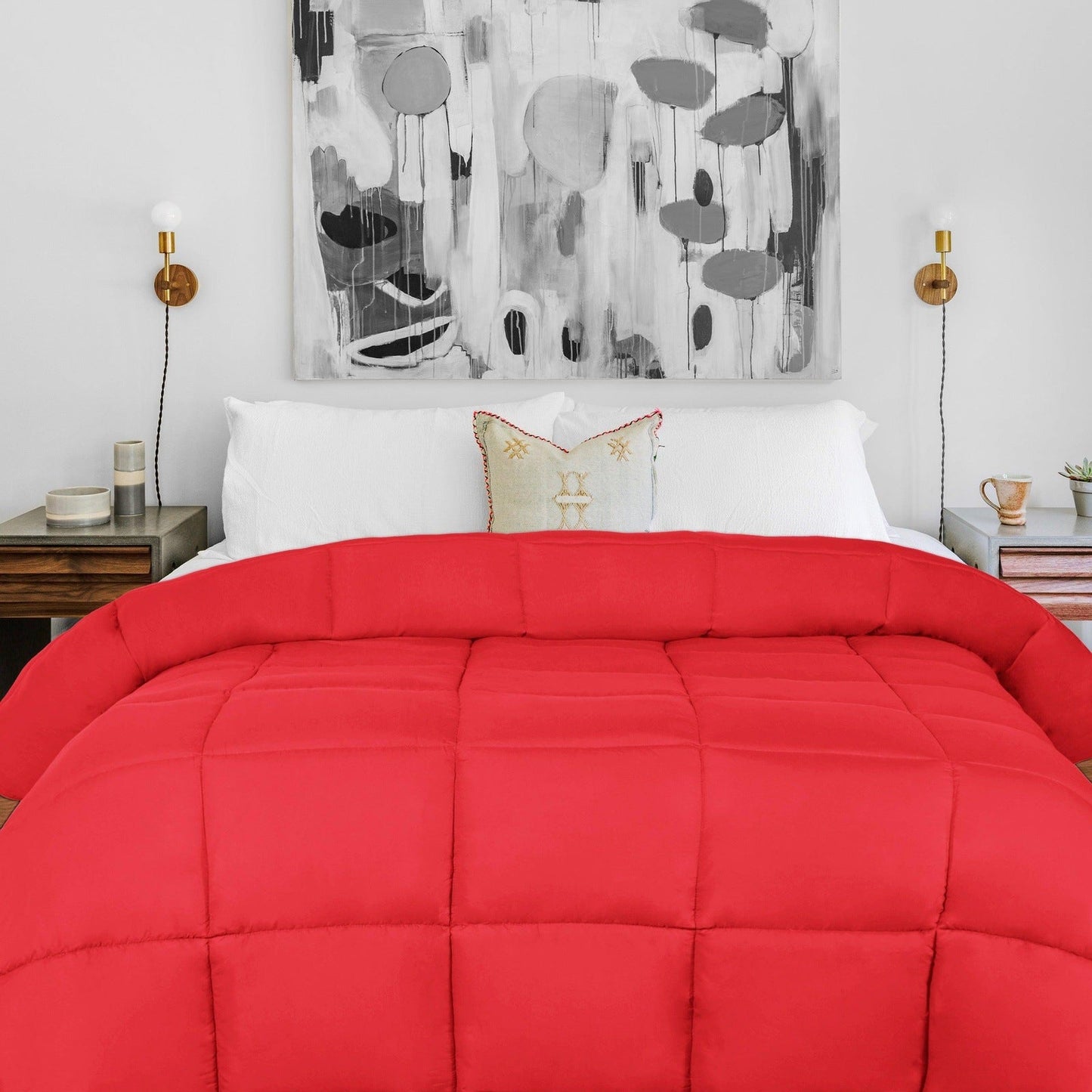 Brushed Microfiber Down Alternative Medium Weight Solid Comforter