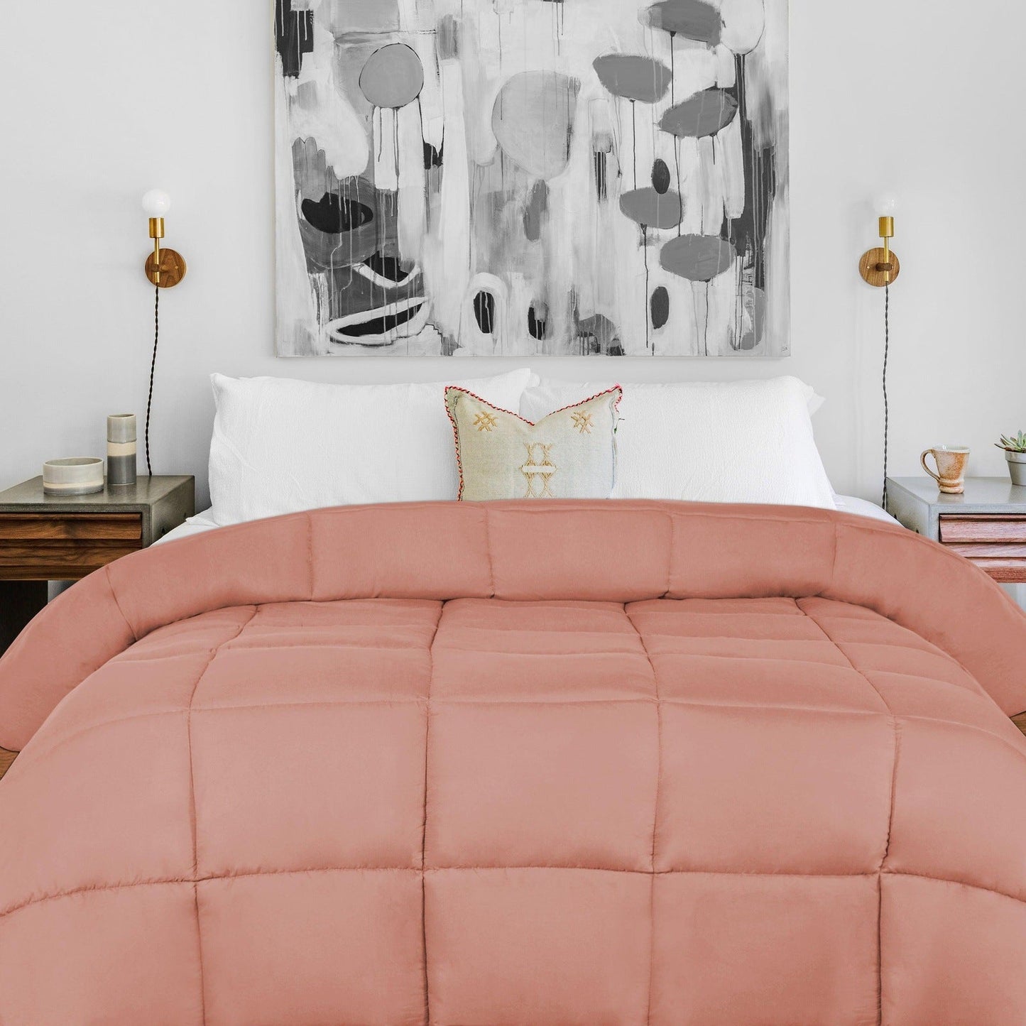 Brushed Microfiber Down Alternative Medium Weight Solid Comforter